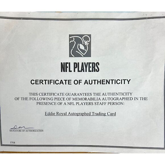 Eddie Royal -Denver Broncos -On Card Autographed -2009 Topps #249 Promo w/certs - Picture 3 of 3